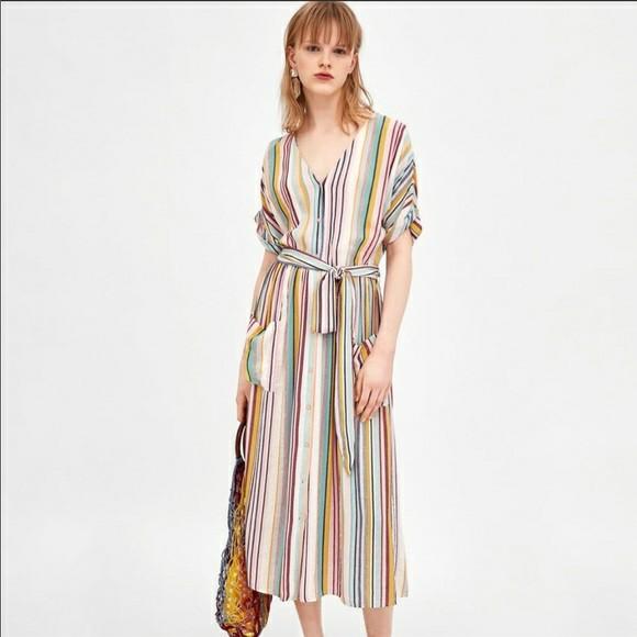 Zara buttoned linen dress on sale