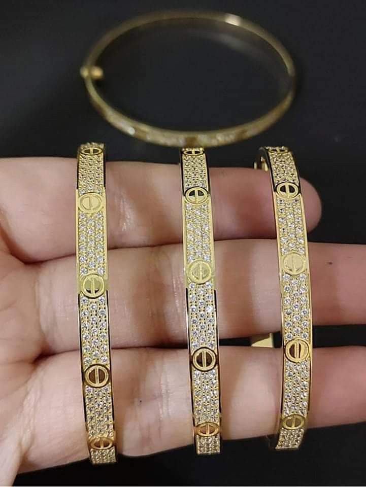 18K Cartier with Full russian stone Bangle Women s Fashion Jewelry Organizers Bracelets on Carousell