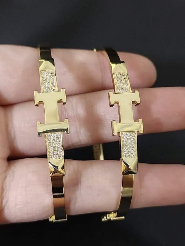 Hermes gold top bangle bracelet