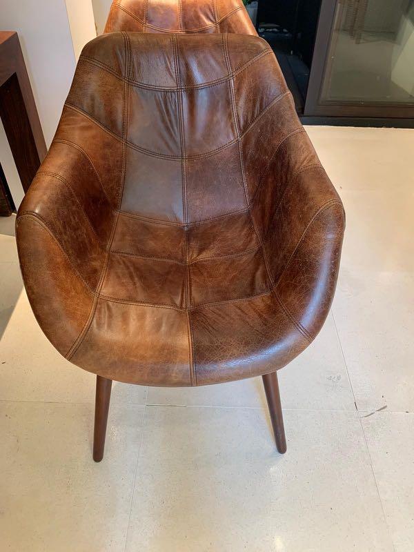 Distressed leather deals barrel chair