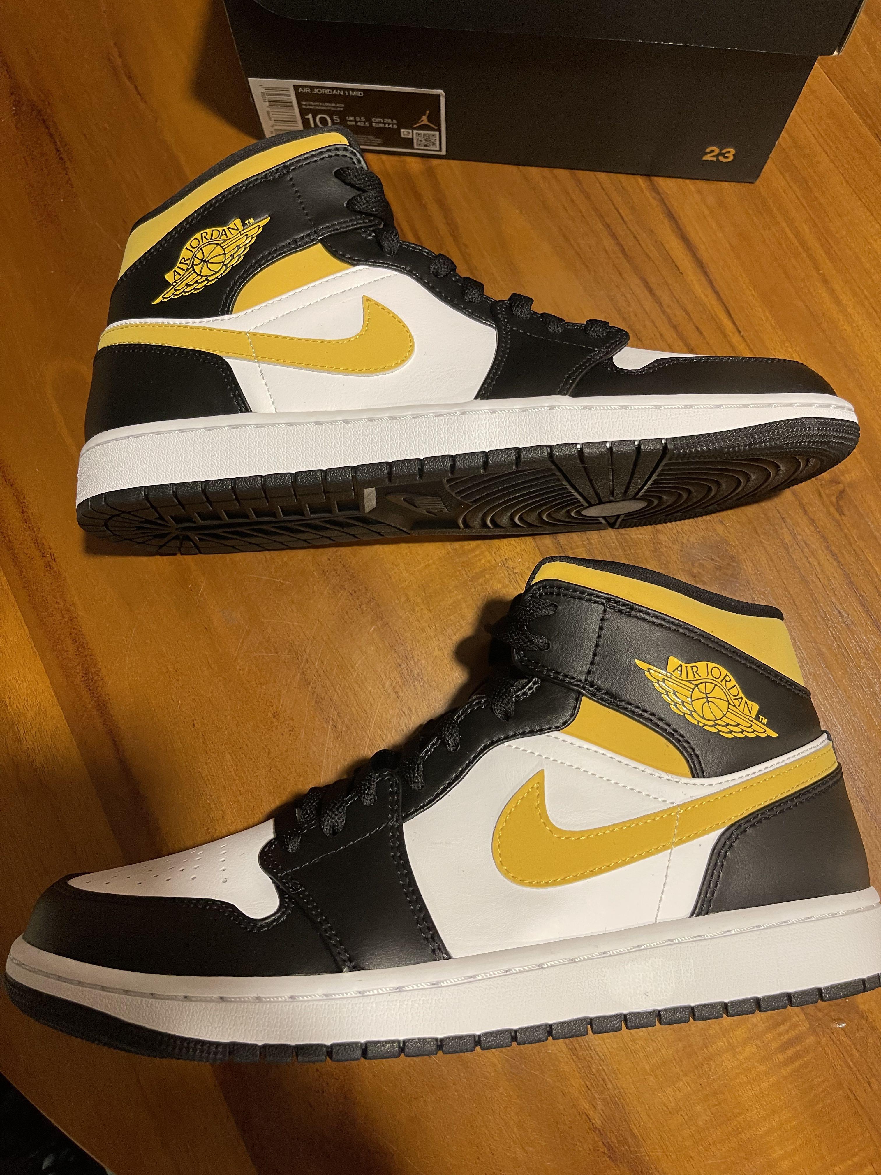 Jordan 1 mid shop black university gold