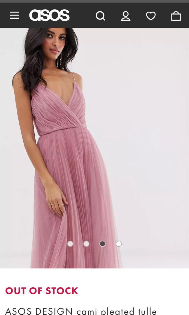 ASOS Bridesmaid Blush Pleated Tulle Dress, Women's Fashion