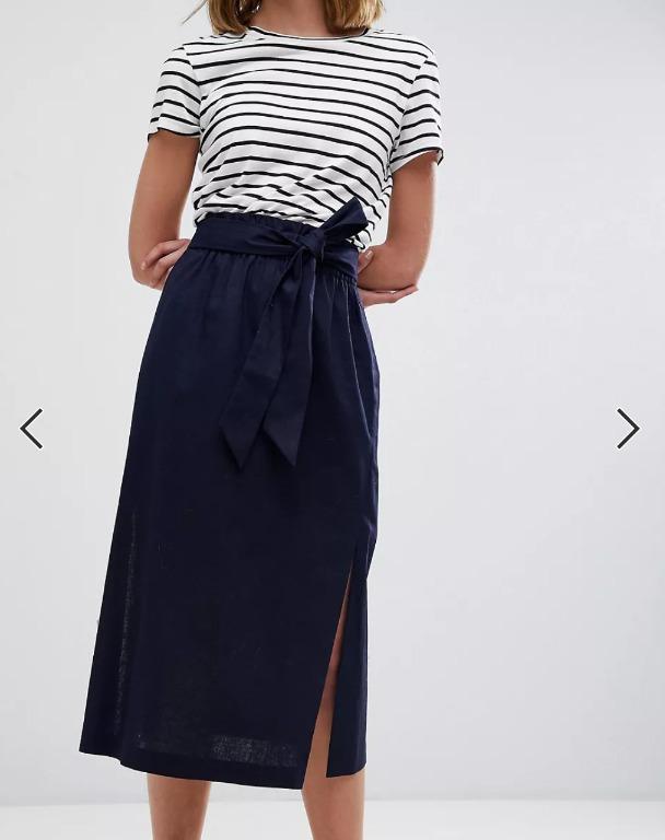 ASOS tailored linen paperbag skirt Women s Fashion Bottoms Skirts on Carousell