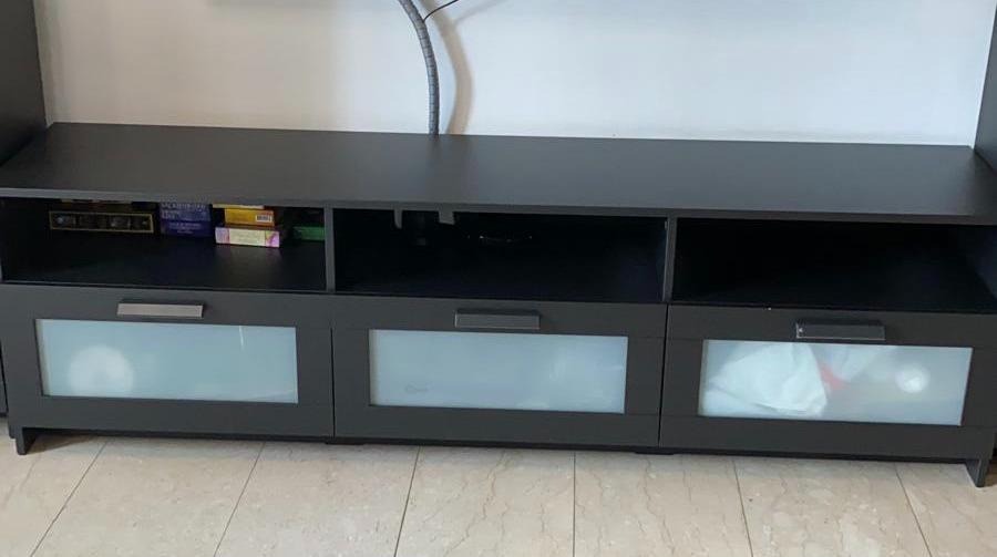 Black Ikea TV Console with large drawers, Furniture & Home Living