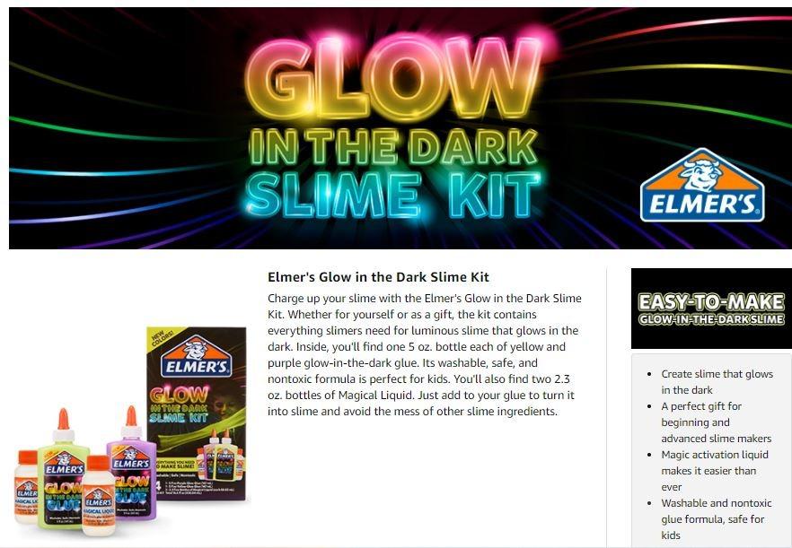 Elmers Glow in the Dark Slime Kit 4 pieces