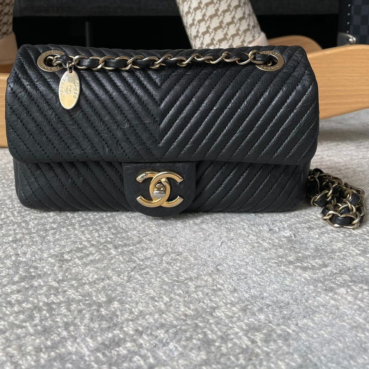 Chanel Chevron Surpique Seasonal single flap small size, Luxury, Bags &  Wallets on Carousell