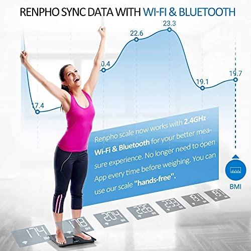 RENPHO Premium Wi-Fi Bluetooth Scale Smart Digital Bathroom Weight BMI Body  Fat Scale Tracks 13 Metrics, Wireless Body Composition Analysis & Health  Monitor with ITO Coating Technology, Dark Blue