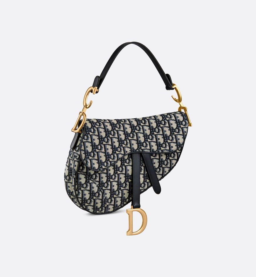 CHRISTIAN DIOR SADDLE BAG Blue Dior Oblique Jacquard, Luxury, Bags
