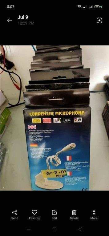 Condenser microphone @P350each (Category: Microphones) located in Angeles City. Submitted by edjazmin (Listing ID 1107773651, Image 2). Description: Condenser microphone gooseneck mic compatible with all PC Sound Card 3.5mm stereo Jack @P350each Brand new 30 PCs Located @ 544 acacia st. Dona Belen subdivision Sto. Cristo Angeles city Pampanga 2009 Contact no. 09173867827 Stay safe and God Bless! .