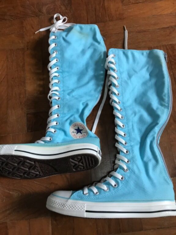 Converse All Star Chuck Taylor Light Baby Blue Knee High Lace Up Zip Canvas  Shoes, Women's Fashion, Footwear, Sneakers on Carousell