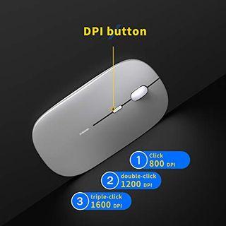 STAR-LINK Rechargeable 2.4G Wireless Bluetooth Mouse,Silent Click Optical Cordless Mice,Auto-sleep,1600/1200/800 dPi Adjustable,6 Buttons for PC Laptop Notebook Tablet Windows Android Mac OS Black
