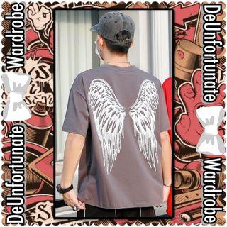 Good Condition Oversized Korean Angel Wings Design 100% Cotton T-Shirt (Pls READ description below👇)