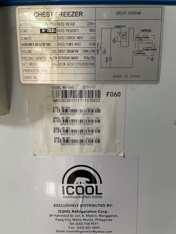 Hiron chest freezer, Furniture & Home Living, Bathroom & Kitchen