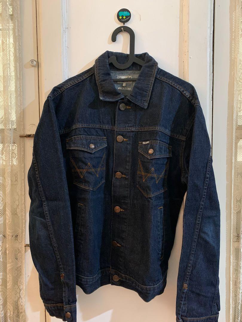 Jaket Jeans Wrangler Original Slim Fit Size L Fesyen Pria