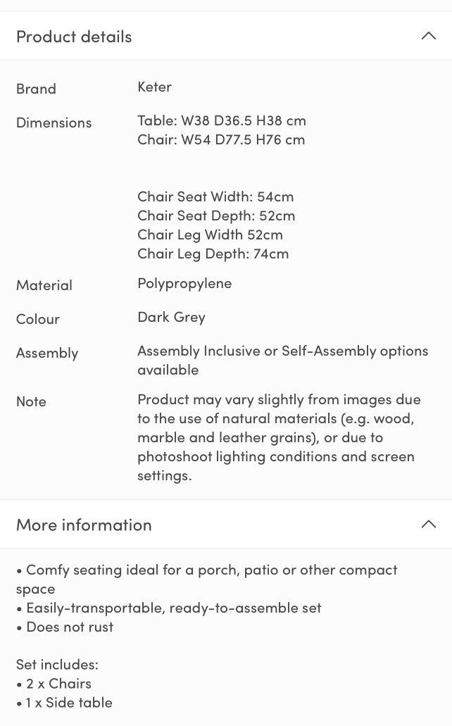 Keter Rio Patio Set Dark Grey, Furniture & Home Living, Outdoor