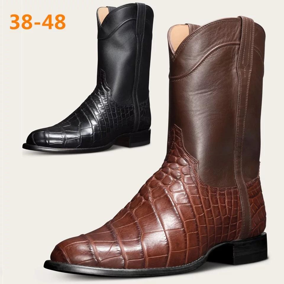 Men black brown Pu leather boots size 38 48 plus size boots men