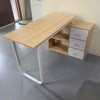 Modern L shape type desk table with drawer shelf