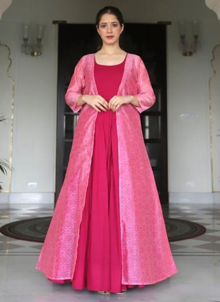 Party Wear Digital Printed Muslin Silk maxi Gown with Jacket. 2 pcs dress