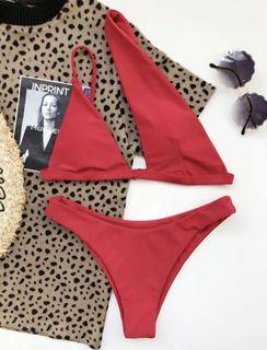 Red Two Piece Bikini Swimsuit