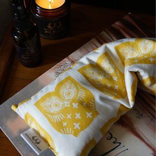 Relaxing Eye Pillow For Rest, Relaxtion, Meditation, Sleep (Yellow Owls) Extra Comfort Size