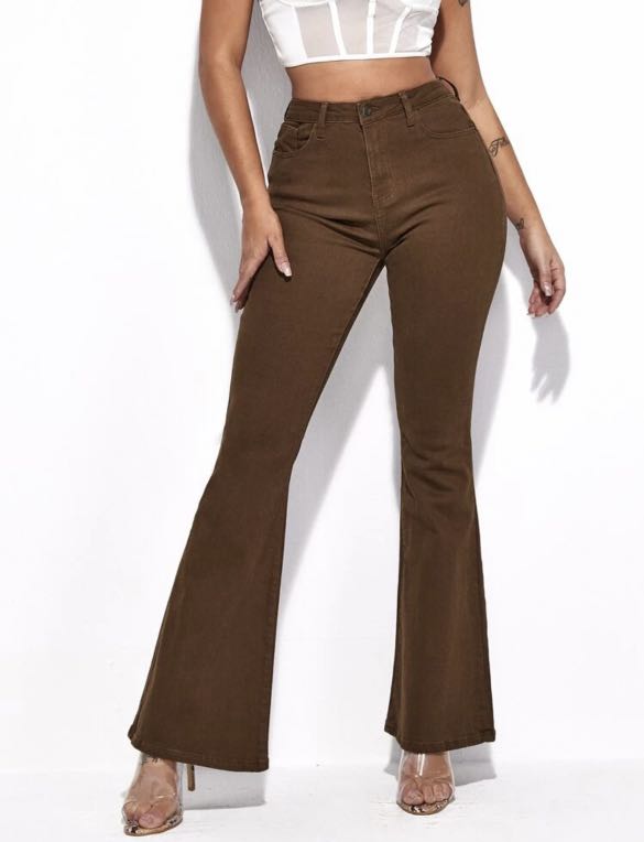 shein brown flare jeans