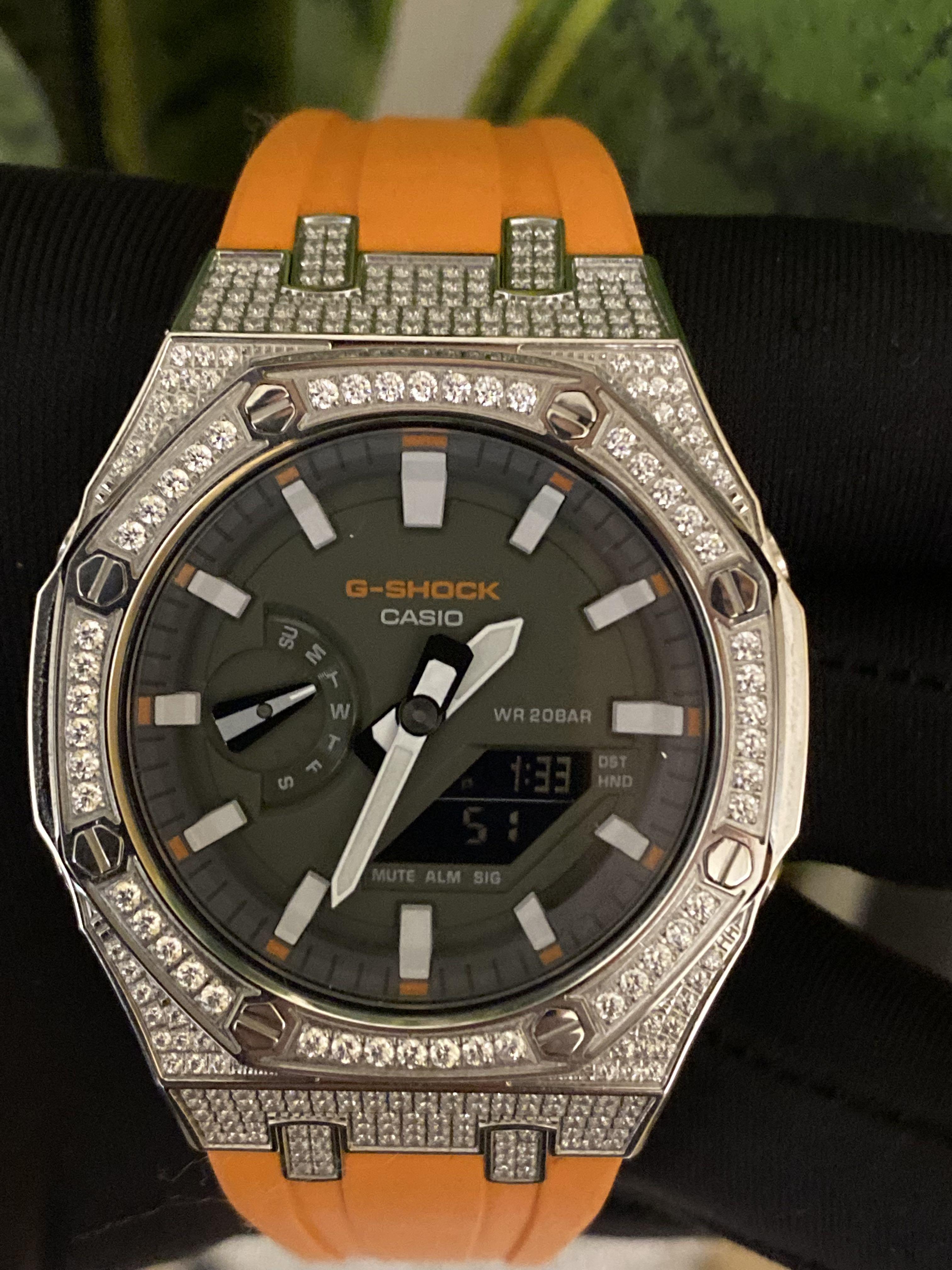Special custom edition orange thick ap style strap diamond crystal case GA2100HC ga2100 ga2110 ga 2100 ga 2110