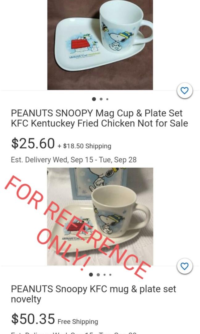 Vintage Snoopy Peanuts Kfc Novelty Saucer Coasterplate And Snoopy Mug Cup Set Furniture Home Living Kitchenware Tableware Dinnerware Cutlery On Carousell