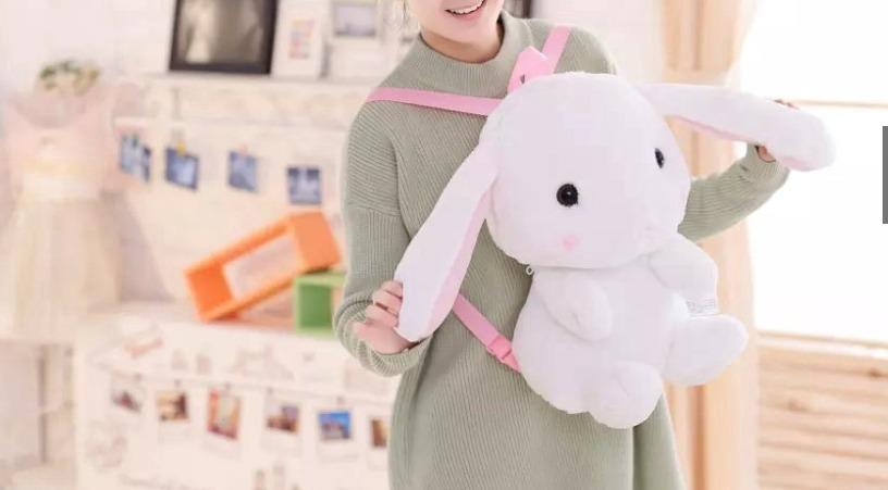 White Bunny Rabbit Backpack Kawaii Plush School Bag