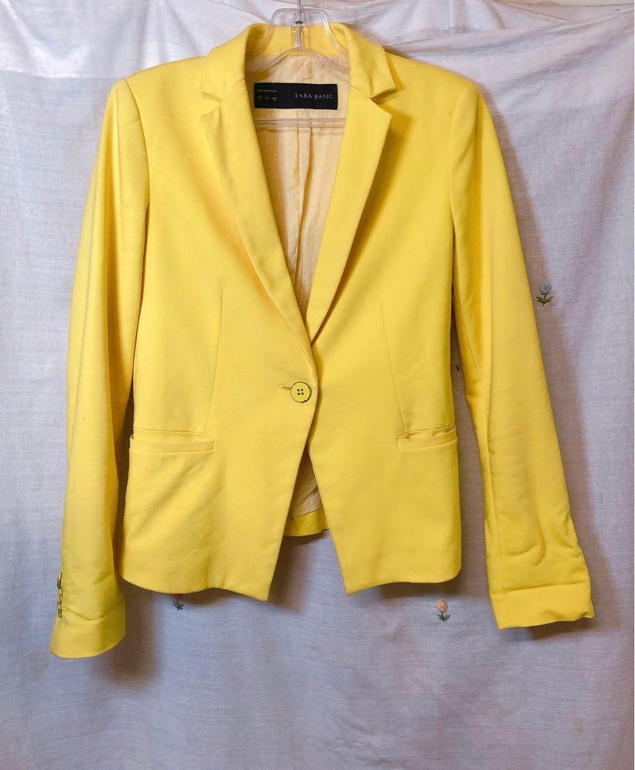 zara basic yellow blazer