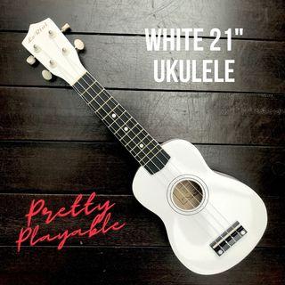 21" Inch White Soprano Ukulele Uke Ukelele 4 Strings