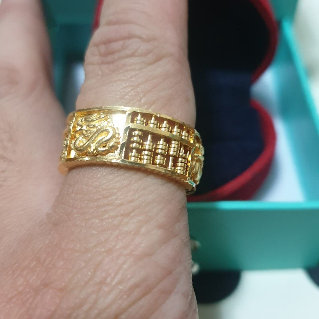 916 gold Dragon Abacus ring 14.18g sz24