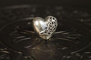 925 Stirling Silver Chrome Hearts ring Keeper Floral Cross Heart Emerald