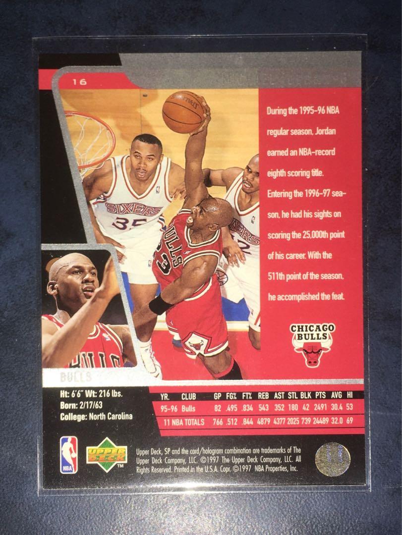 🇺🇸 1997 UPPER DECK SP NBA BASKETBALL 🏀 NO.16 MICHAEL JORDAN