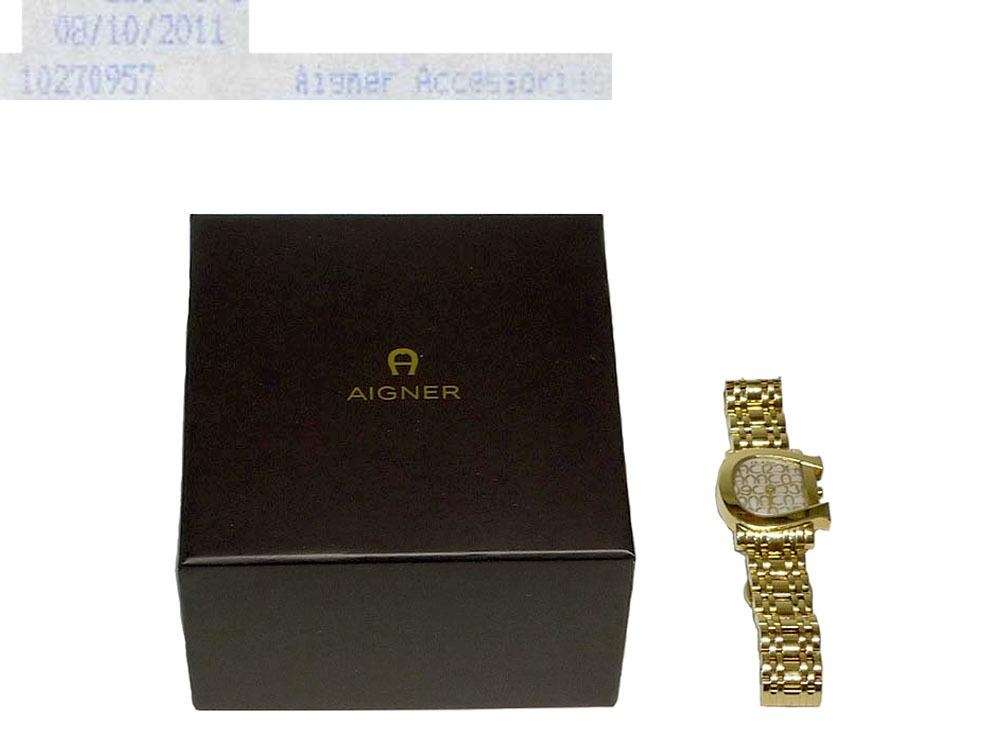 Aigner Gold A31600 Genus Due Signature chain Quatz Watch