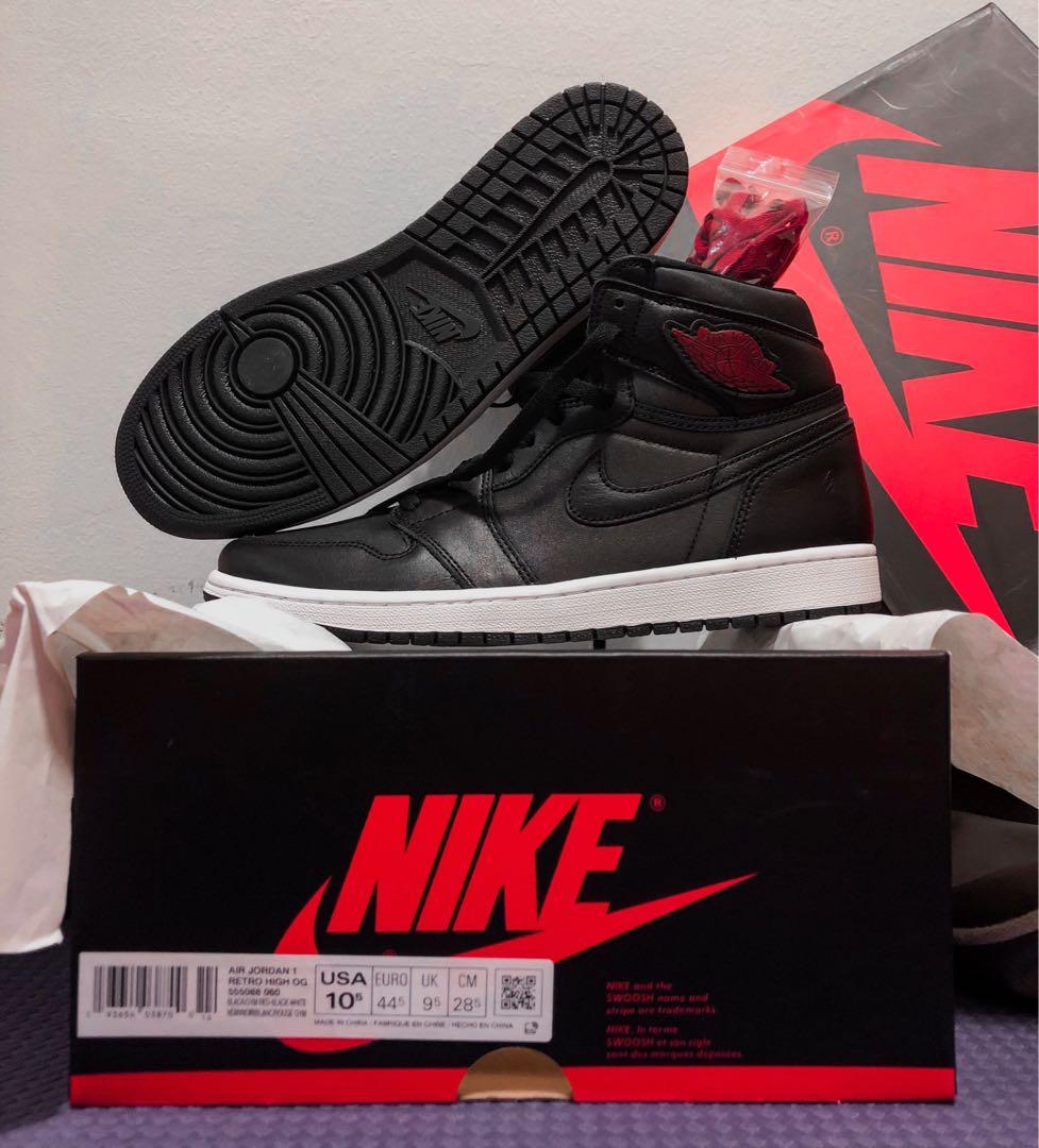 Air Jordan 1 Retro High OG US 10.5 Black Satin Gym Red Men s
