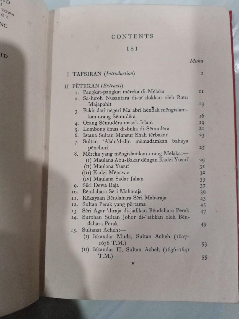 Buku Lama Kesusasteraan Melayu Tawarikh Melayu 1958 Hobbies And Toys Books And Magazines 0750