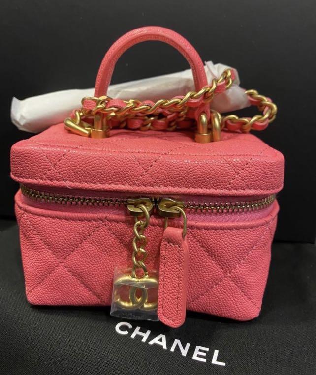 Rare Chanel Pink Vanity with Chain, Luxury, Bags & Wallets on Carousell