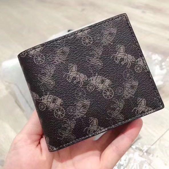 COACH Double Billfold With Horse And Carriage Print Wallet