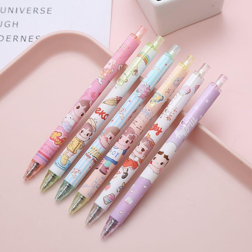 6PC Cute Hell Kitty Gel Ink Pen Roller Ball Pens School Office Stationery 0.38mm 