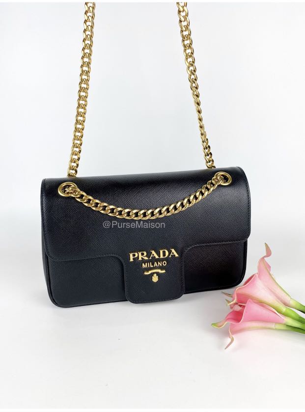 1BD193 Black Pattina Saffiano Leather Small Cross Body Bag