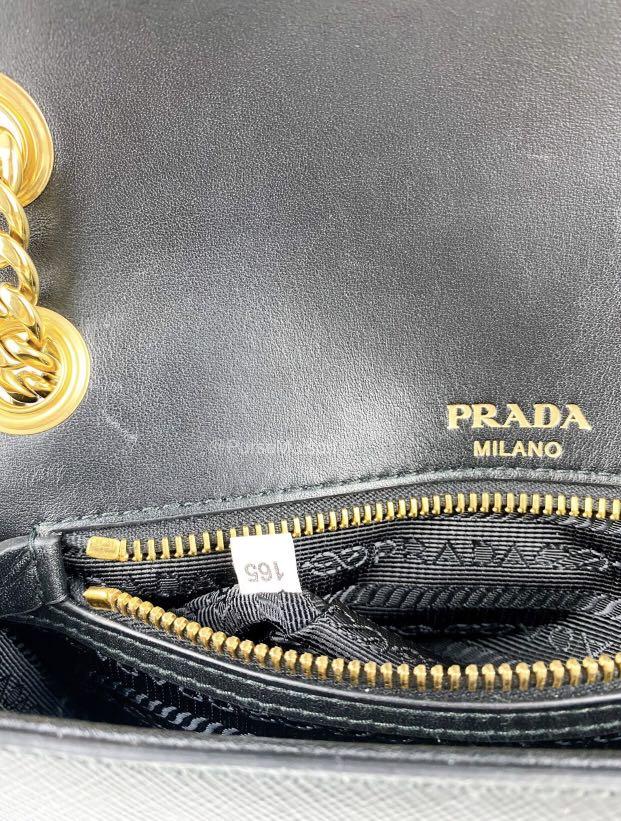 New Prada 1BD193 Black Pattina Saffiano Leather Small Cross Body