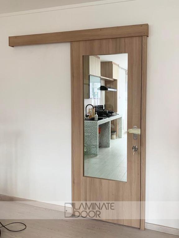 HDB/BTO/Condo sliding wooden door (with tempered glass), Furniture