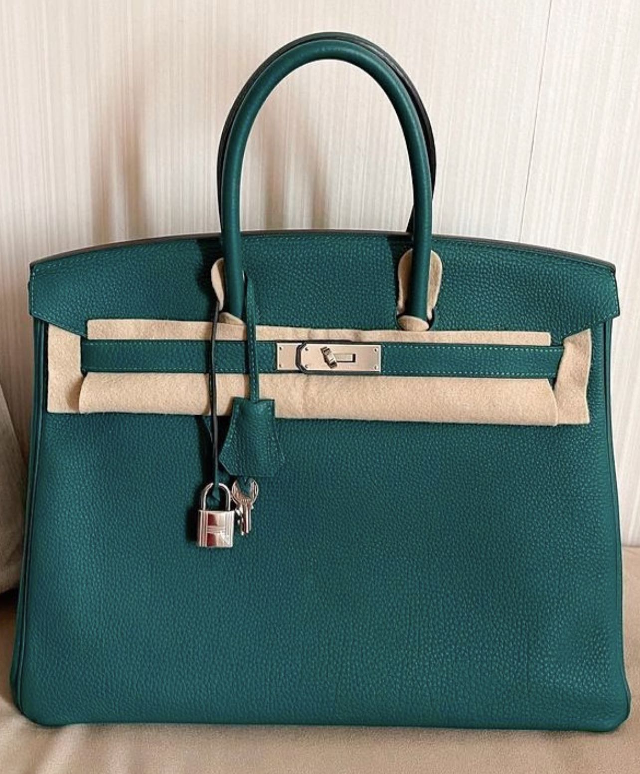 Malachite Togo Birkin 35 PHW - Handbag | Pre-owned & Certified | used Second Hand | Unisex