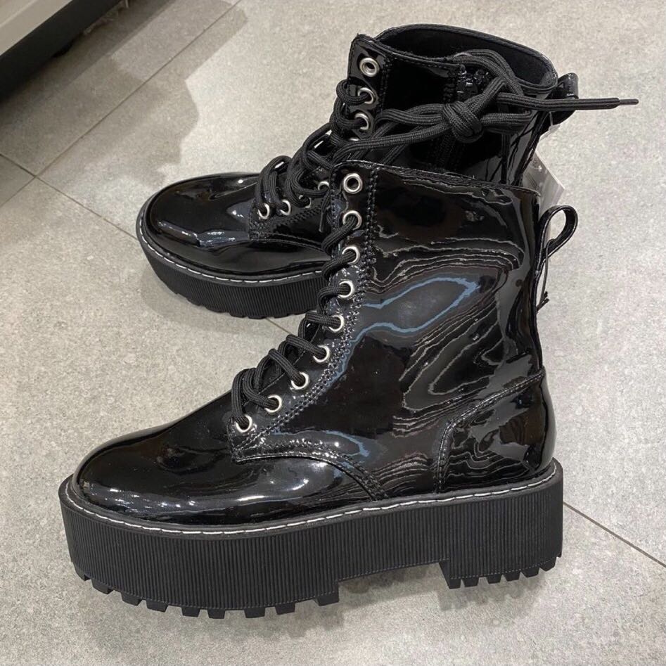 H M Boots Hitam HnM Fesyen Wanita Sepatu di Carousell