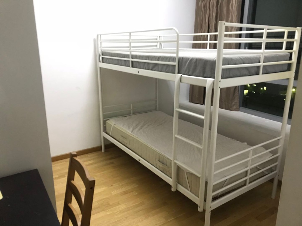 IKEA metal bunk bed with mattress, Furniture & Home Living, Furniture, Bed Frames & Mattresses