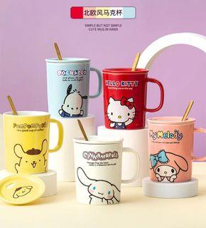 Genuine Sanrio Original In Stock Mug Hello Kitty My Melody Cinnamoroll  Kuromi Cute Ceramic Water Cup Household Couple Wash Cup