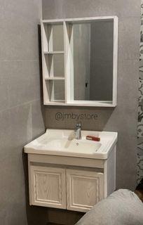 Lavatory with aluminum cabinet and mirror- waterproof