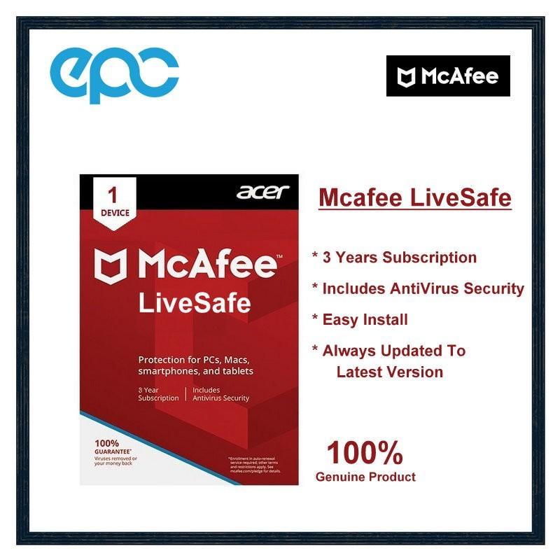 Mcafee LiveSafe Antivirus (1 User 3Years), Electronics ...