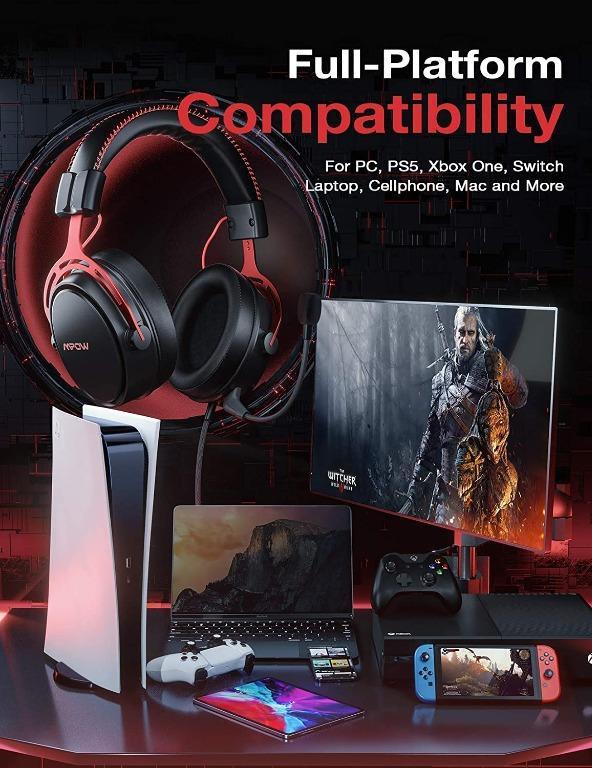 Mpow Air SE Gaming Headset for Xbox One PS4 PS5 PC Switch Gaming Headphones with Fixed Mic Over Ear Gaming headsets with 3D Surround Sound In Line Control High End Quality Audio
