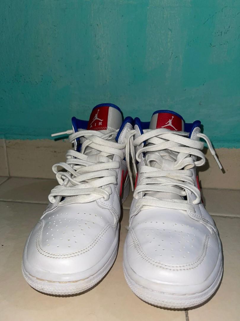 Nike Air Jordan 1 Mid white blue red Women s Fashion